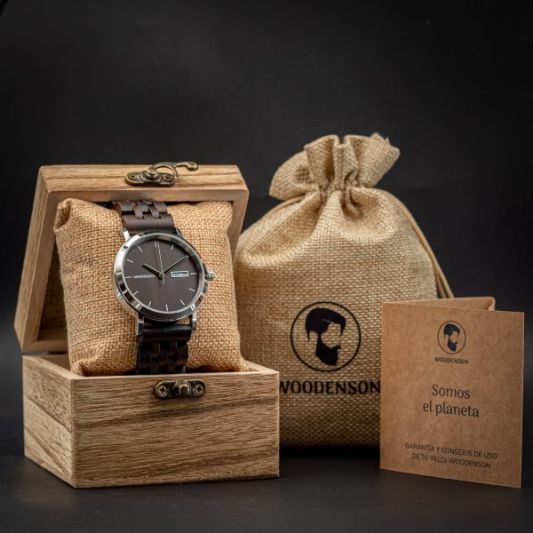 Reloj Automático de madera de Ébano Oriental - Woodenson Perú